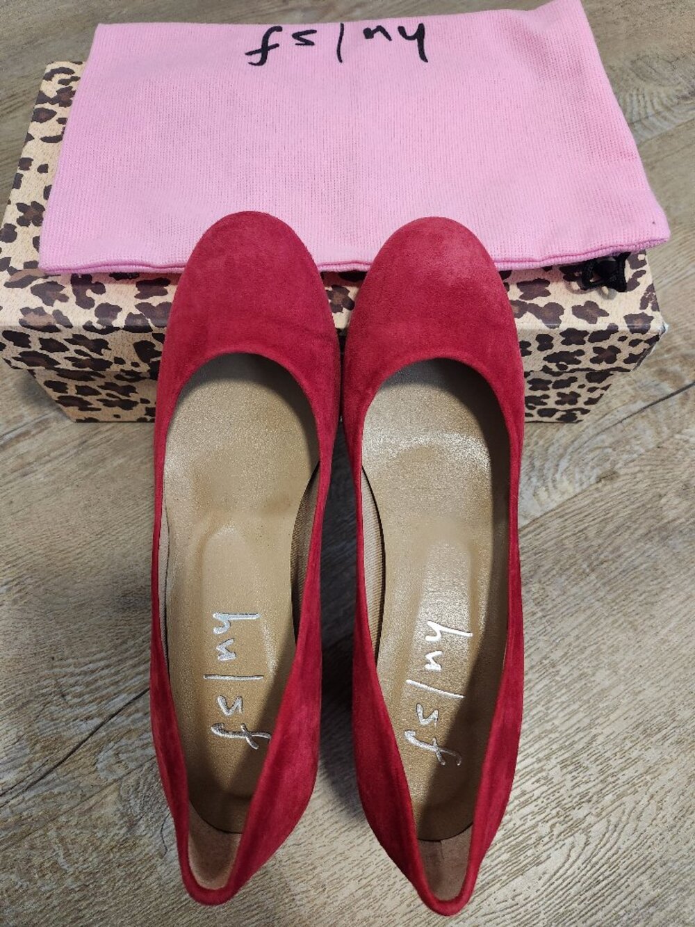 French Sole FS/NY Carneli Red Suede Block Heel Pumps Size 6B